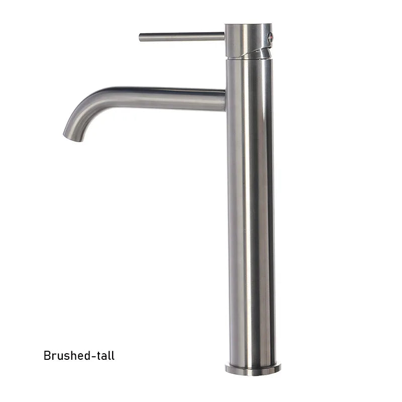 Grifo Monomando Dorado Cepillado para Lavabo – Acero Inoxidable – Agua Fría y Caliente