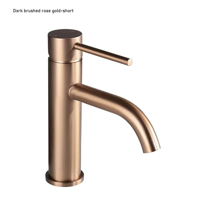 Grifo de Lavabo en Oro Rosa de Acero Inoxidable – Monomando para Baño, Agua Fría y Caliente