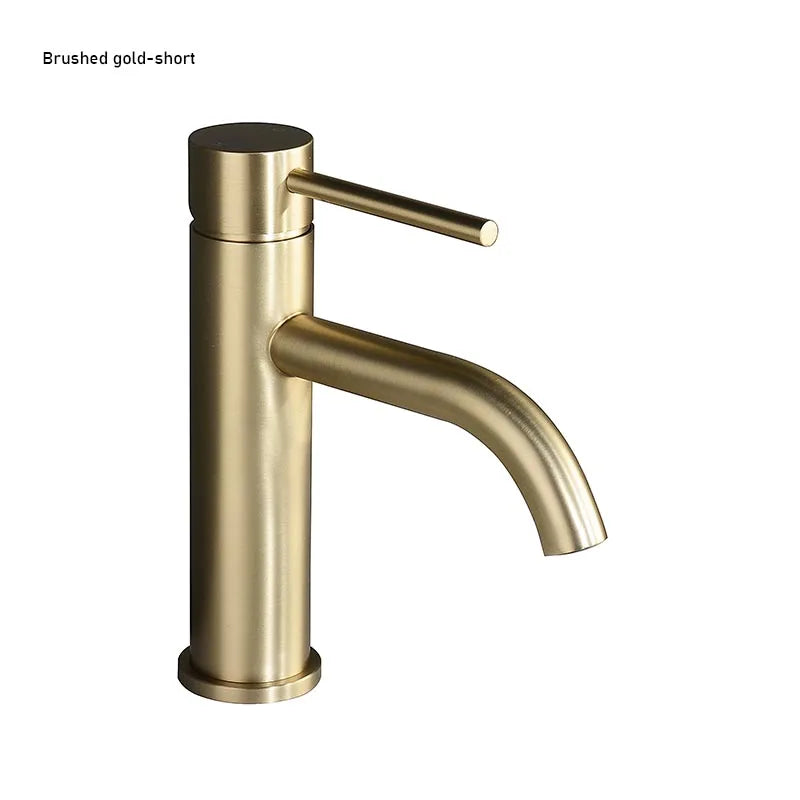 Grifo de Lavabo en Oro Rosa de Acero Inoxidable – Monomando para Baño, Agua Fría y Caliente