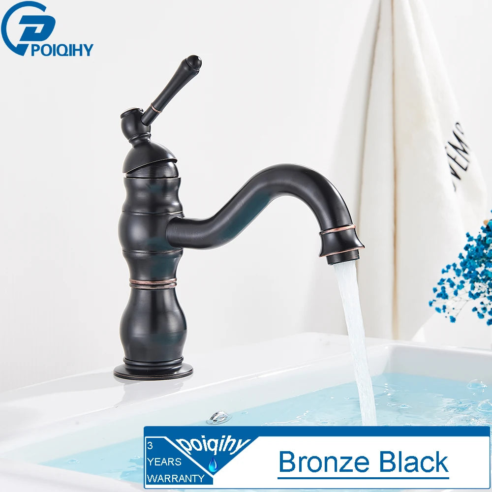 Grifo de Lavabo Vintage de Latón – Monomando para Baño, Agua Fría y Caliente