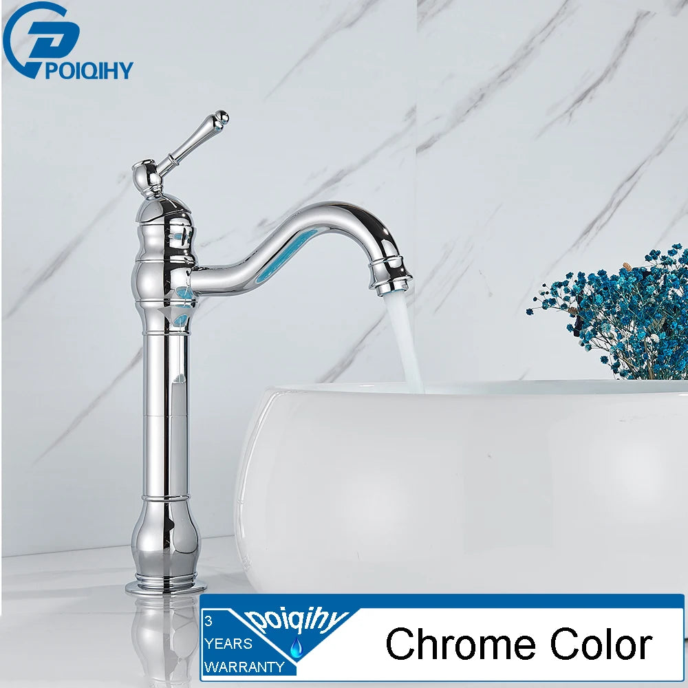 Grifo de Lavabo Vintage de Latón – Monomando para Baño, Agua Fría y Caliente