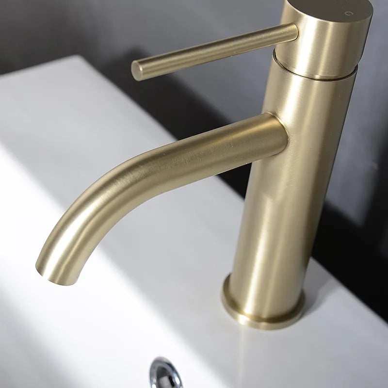 Grifo de Lavabo en Oro Rosa de Acero Inoxidable – Monomando para Baño, Agua Fría y Caliente