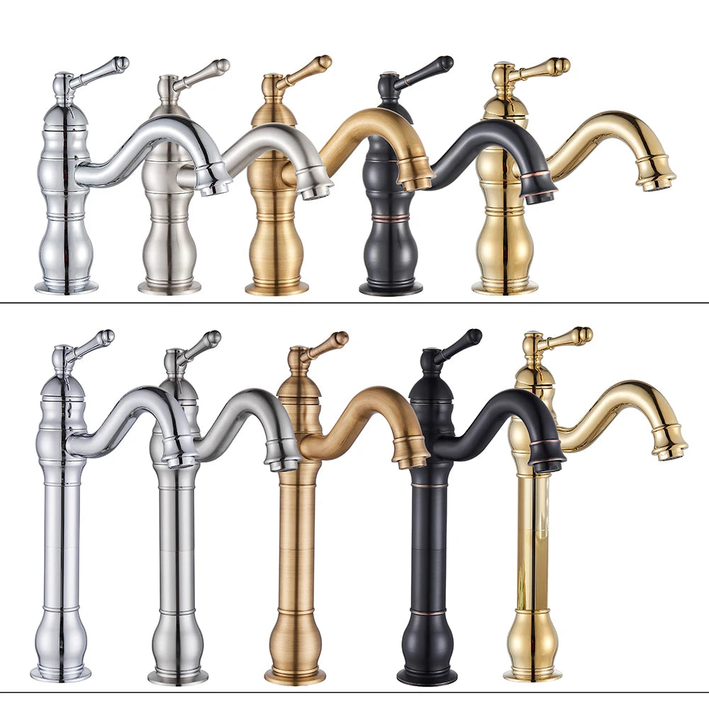 Grifo de Lavabo Vintage de Latón – Monomando para Baño, Agua Fría y Caliente