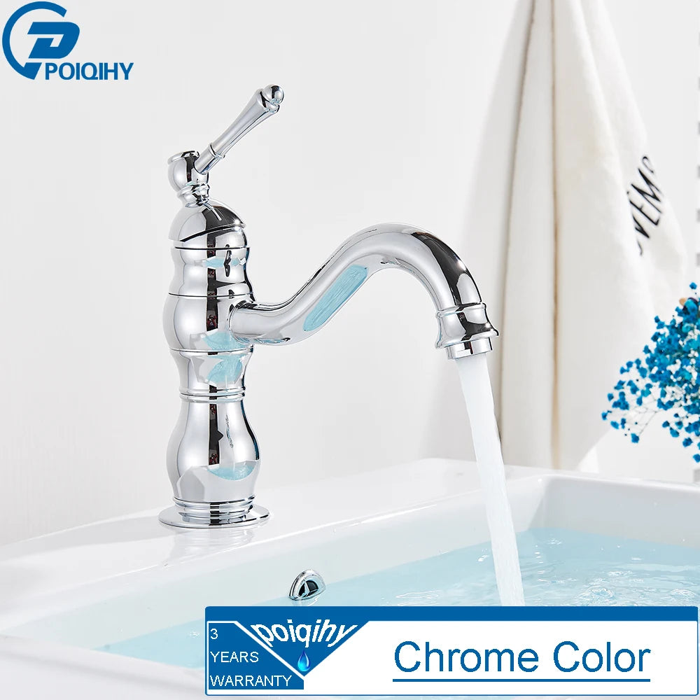 Grifo de Lavabo Vintage de Latón – Monomando para Baño, Agua Fría y Caliente