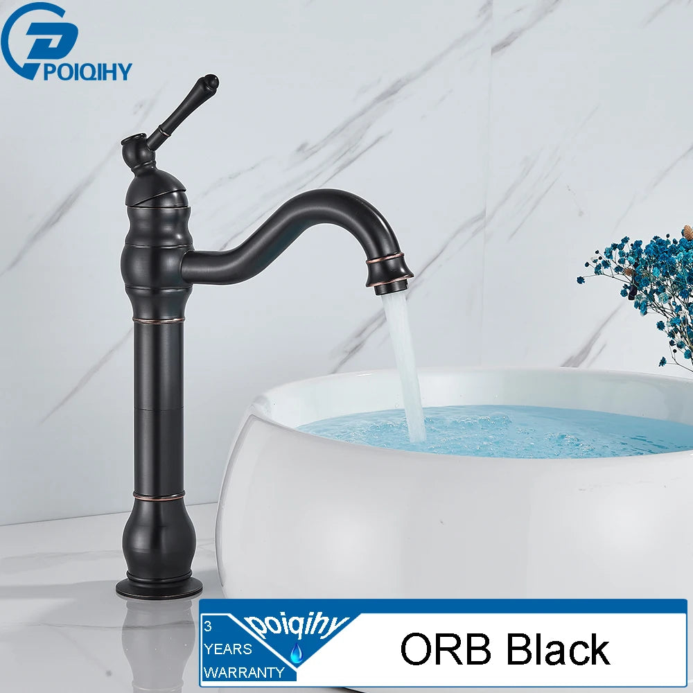 Grifo de Lavabo Vintage de Latón – Monomando para Baño, Agua Fría y Caliente