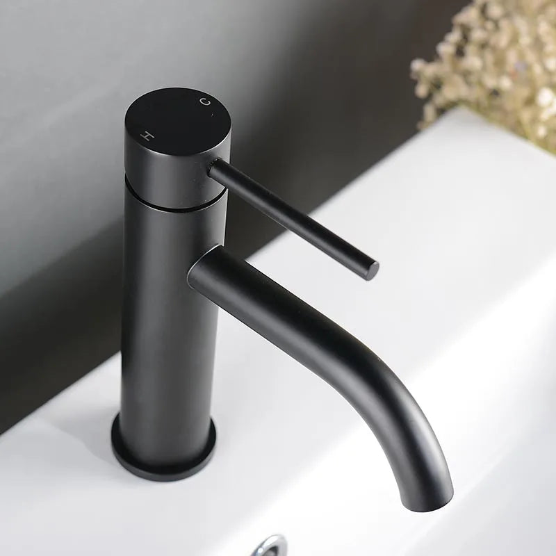 Grifo de Lavabo en Oro Rosa de Acero Inoxidable – Monomando para Baño, Agua Fría y Caliente
