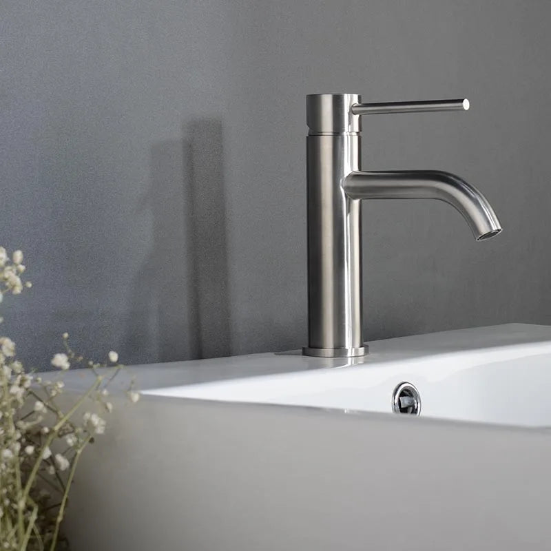 Grifo de Lavabo en Oro Rosa de Acero Inoxidable – Monomando para Baño, Agua Fría y Caliente