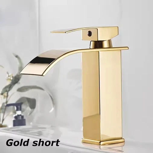 Grifo monomando para lavabo de acero inoxidable con efecto cascada para agua fría y caliente