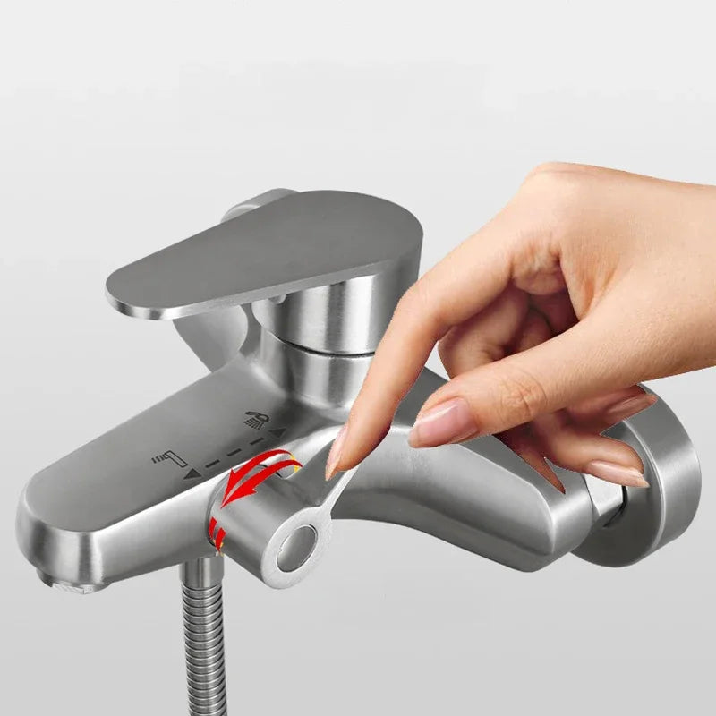 Grifo de Ducha de Acero Inoxidable 304 con Mezclador de Agua Fría y Caliente