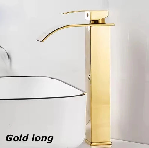 Grifo monomando para lavabo de acero inoxidable con efecto cascada para agua fría y caliente