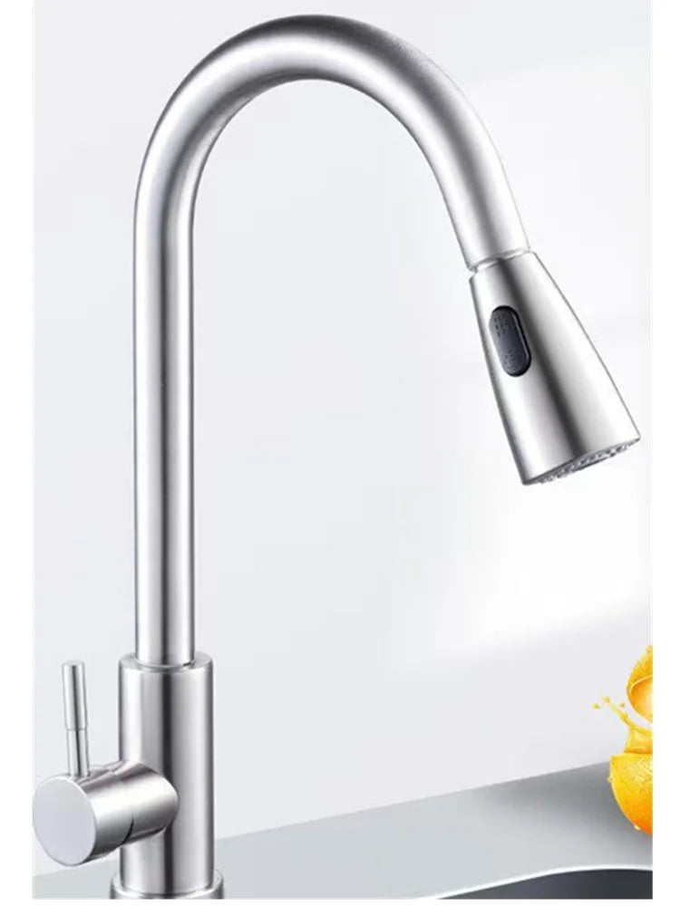 Grifo de cocina extraíble de acero inoxidable con ducha de doble chorro