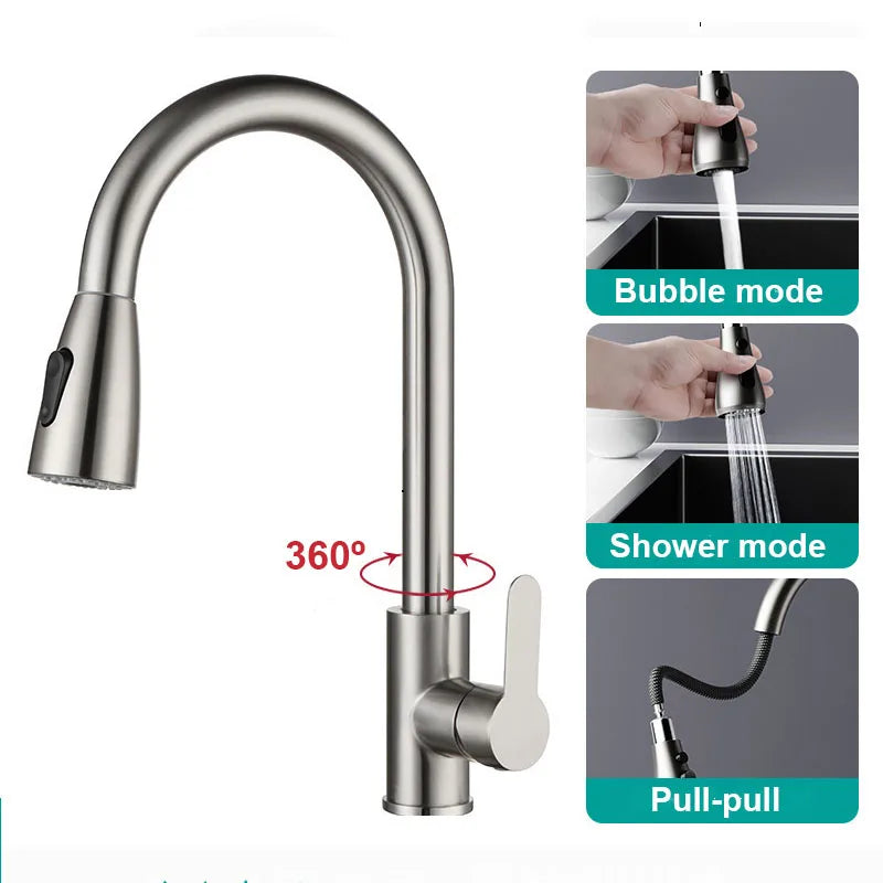 Grifo de Cocina Extraíble de Acero Inoxidable | Monomando
