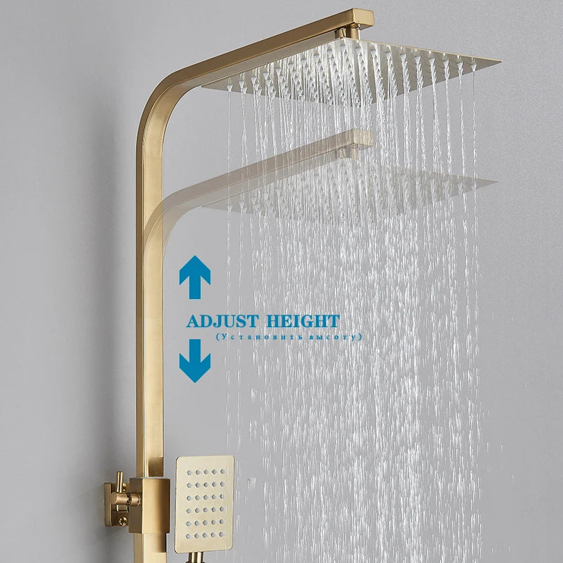 Sistema de ducha empotrado de 4 funciones con rociador efecto lluvia y monomando para agua fría y caliente