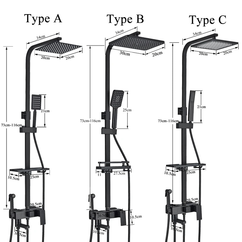Sistema de Ducha Termostático Empotrado con Rociador de Lluvia y Ducha de Mano