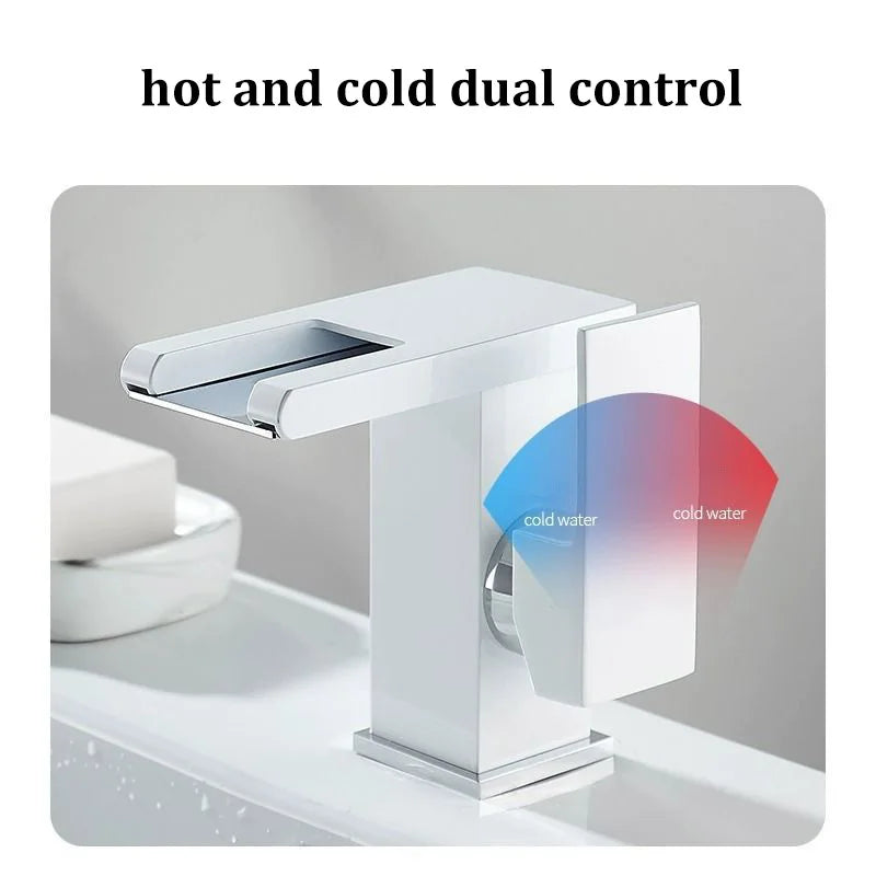 Grifo de Lavabo con Cascada LED de Acero Inoxidable – Agua Fría y Caliente