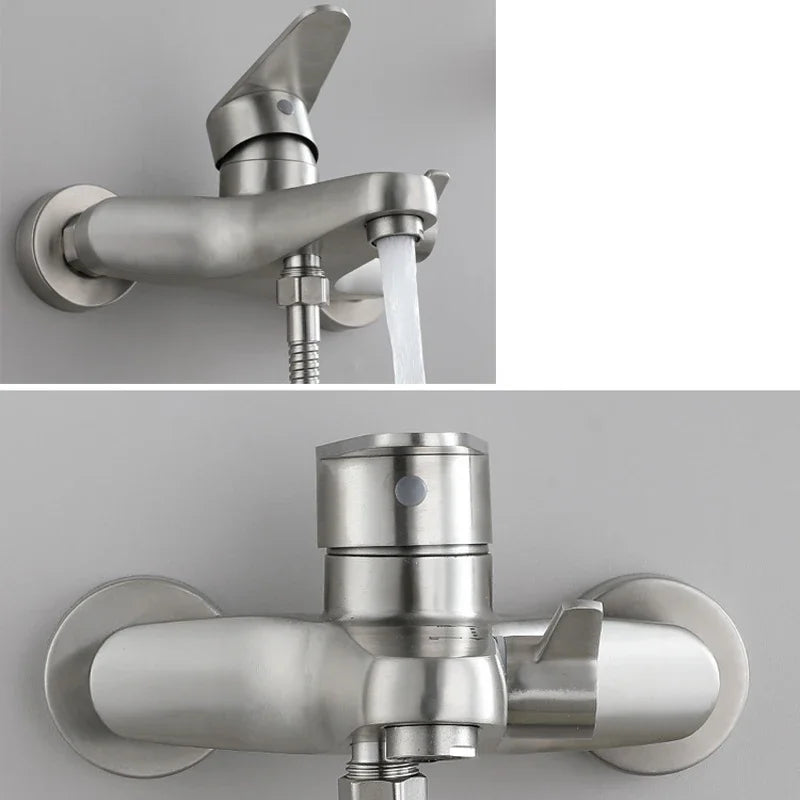 Grifo de Ducha de Acero Inoxidable 304 con Mezclador de Agua Fría y Caliente