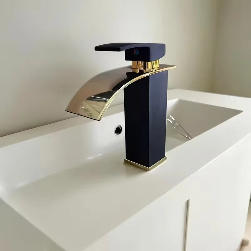 Robinet mitigeur cascade en acier inoxydable pour lavabo, avec eau chaude et froide