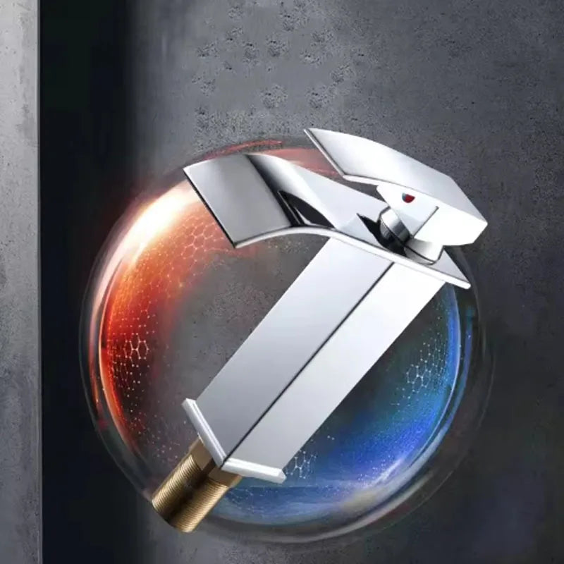 Grifo Cascada para Lavabo de Acero Inoxidable – Monomando Agua Fría y Caliente