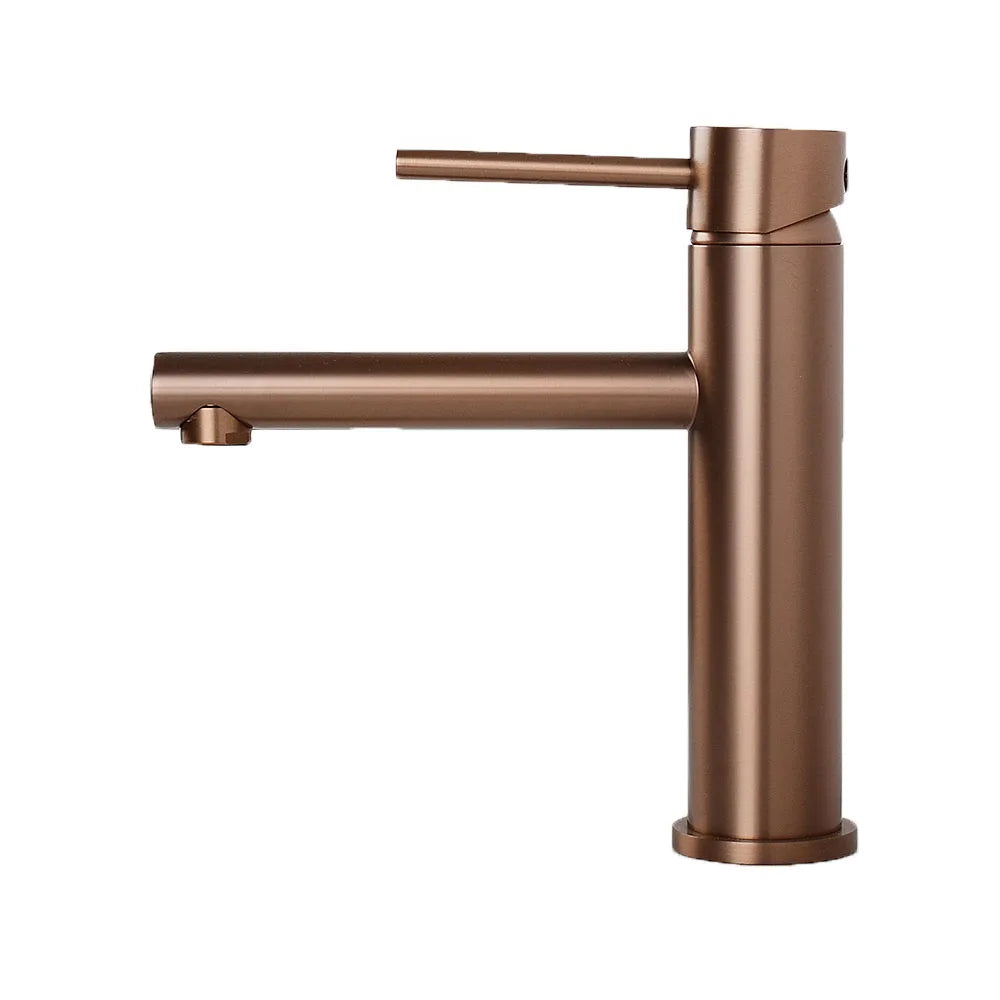Grifo de Lavabo en Oro Rosa de Acero Inoxidable – Monomando para Baño, Agua Fría y Caliente