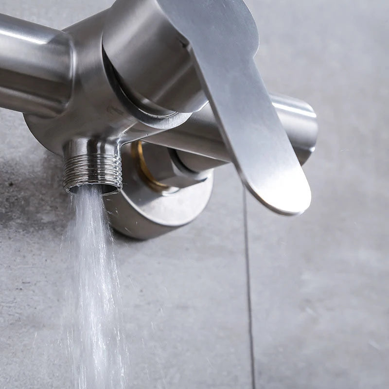 Columna de ducha efecto lluvia de acero inoxidable 304 con grifo monomando y agua fría/caliente