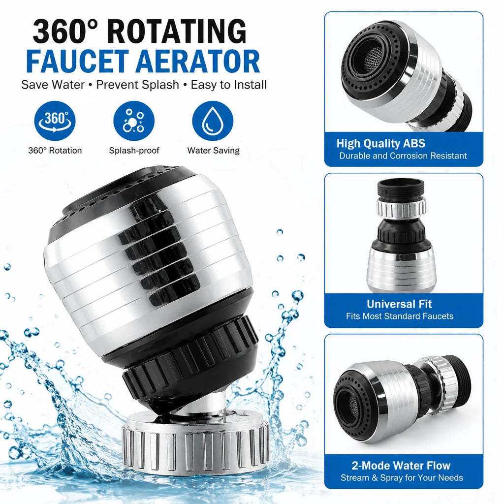 Extensor de Grifo Giratorio 360° con Filtro Antisalpicaduras | Ahorro de Agua