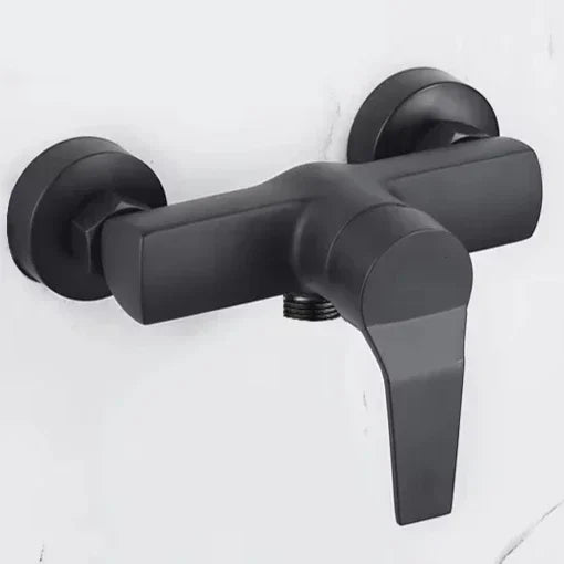Grifo mezclador de ducha empotrado negro con monomando para agua fría y caliente