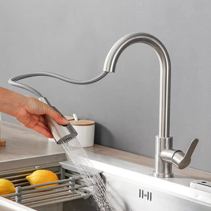 Grifo de Cocina Extraíble de Acero Inoxidable | Monomando