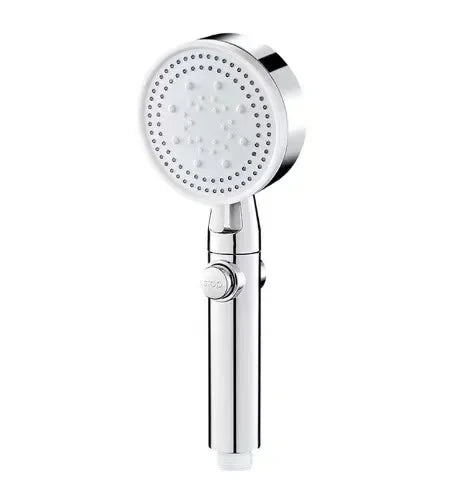 Cabezal de ducha de baño plateado ajustable, interruptor de parada de ducha de alta presión, ahorro de agua, manguera y soporte,
