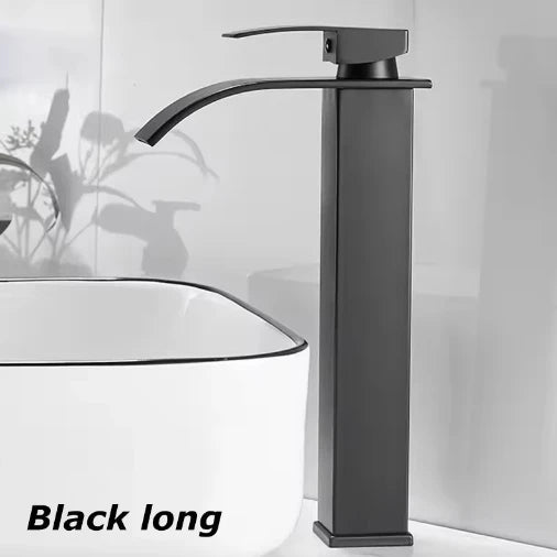 Grifo monomando para lavabo de acero inoxidable con efecto cascada para agua fría y caliente