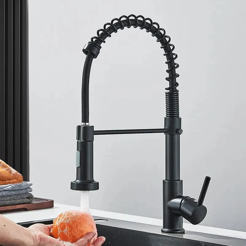 Grifo de Cocina de Latón Cepillado Monomando con Agua Fría y Caliente