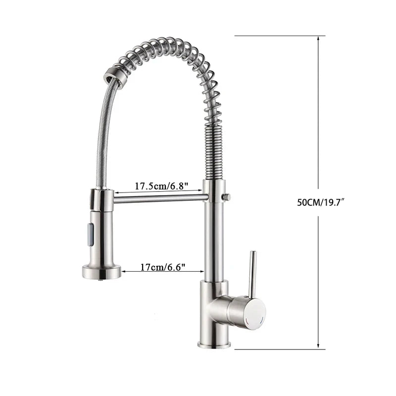 Grifo de Cocina de Latón Cepillado Monomando con Agua Fría y Caliente