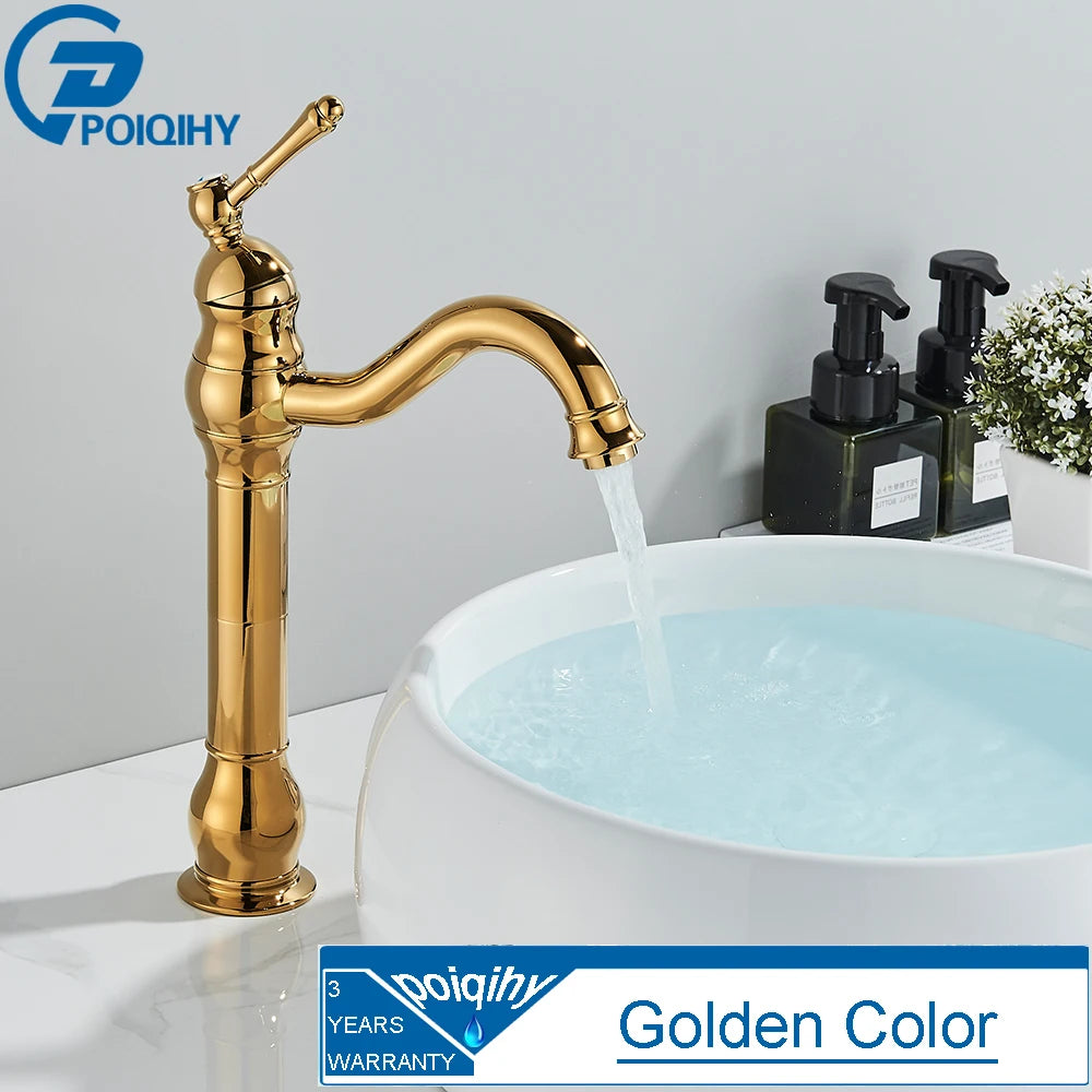 Grifo de Lavabo Vintage de Latón – Monomando para Baño, Agua Fría y Caliente