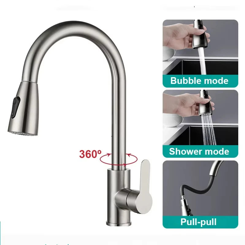 Grifo de Cocina Extraíble de Acero Inoxidable | Monomando