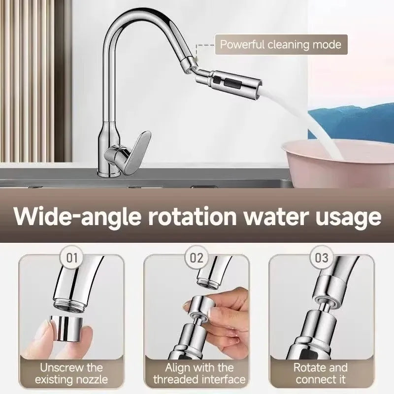 Extensor de Grifo Giratorio de 3 Modos para Ahorrar Agua