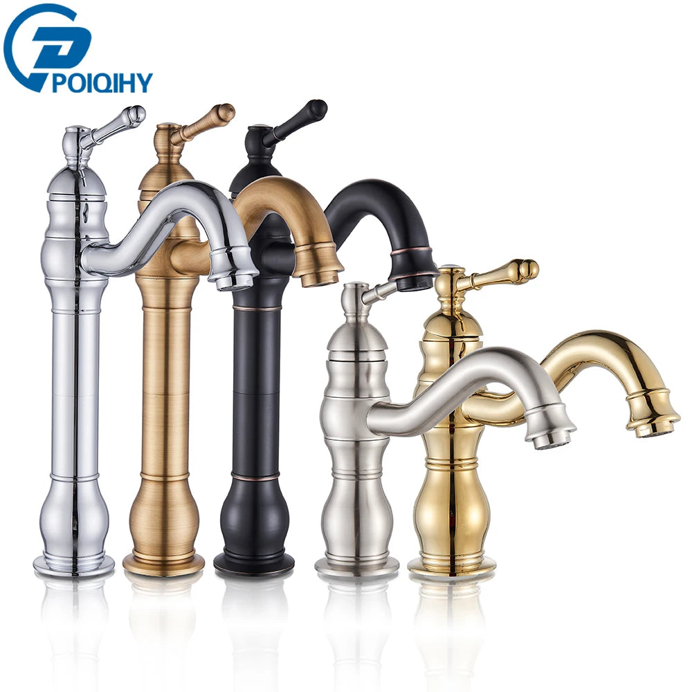 Grifo de Lavabo Vintage de Latón – Monomando para Baño, Agua Fría y Caliente