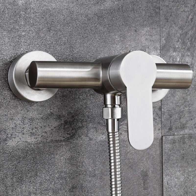 Columna de ducha efecto lluvia de acero inoxidable 304 con grifo monomando y agua fría/caliente