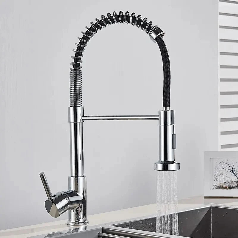Grifo de Cocina de Latón Cepillado Monomando con Agua Fría y Caliente