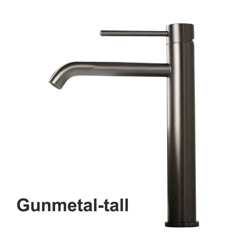 Grifo Monomando Dorado Cepillado para Lavabo – Acero Inoxidable – Agua Fría y Caliente