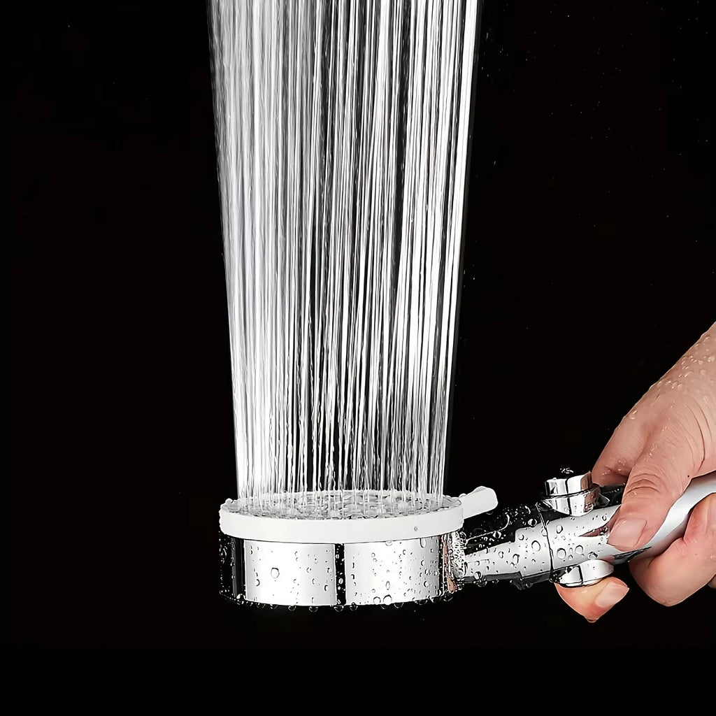 Cabezal de ducha de baño plateado ajustable, interruptor de parada de ducha de alta presión, ahorro de agua, manguera y soporte,