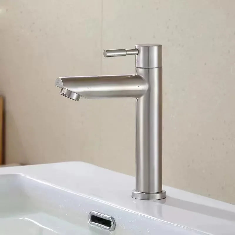 Grifo monomando de lavabo de acero inoxidable negro para agua fría