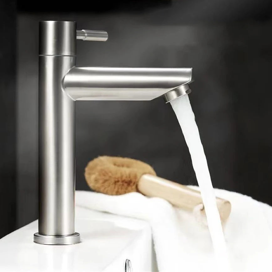 Grifo monomando de lavabo de acero inoxidable negro para agua fría