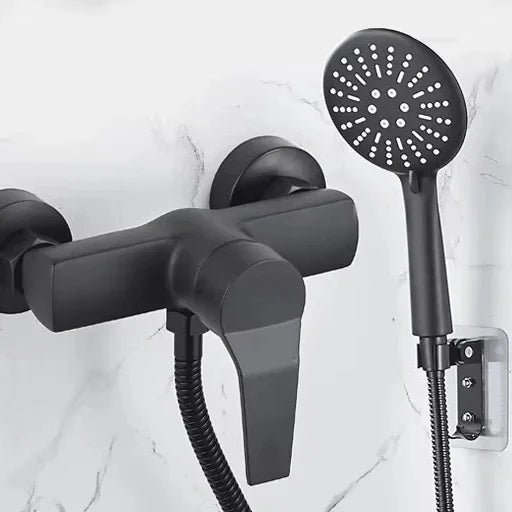 Grifo mezclador de ducha empotrado negro con monomando para agua fría y caliente