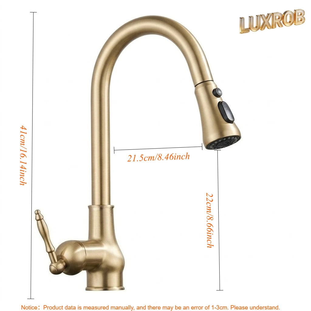 Grifo de Cocina Articulado de Latón con Caño Giratorio 360°