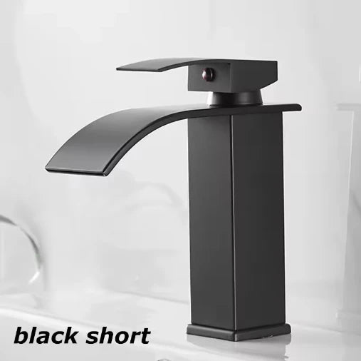 Grifo monomando para lavabo de acero inoxidable con efecto cascada para agua fría y caliente