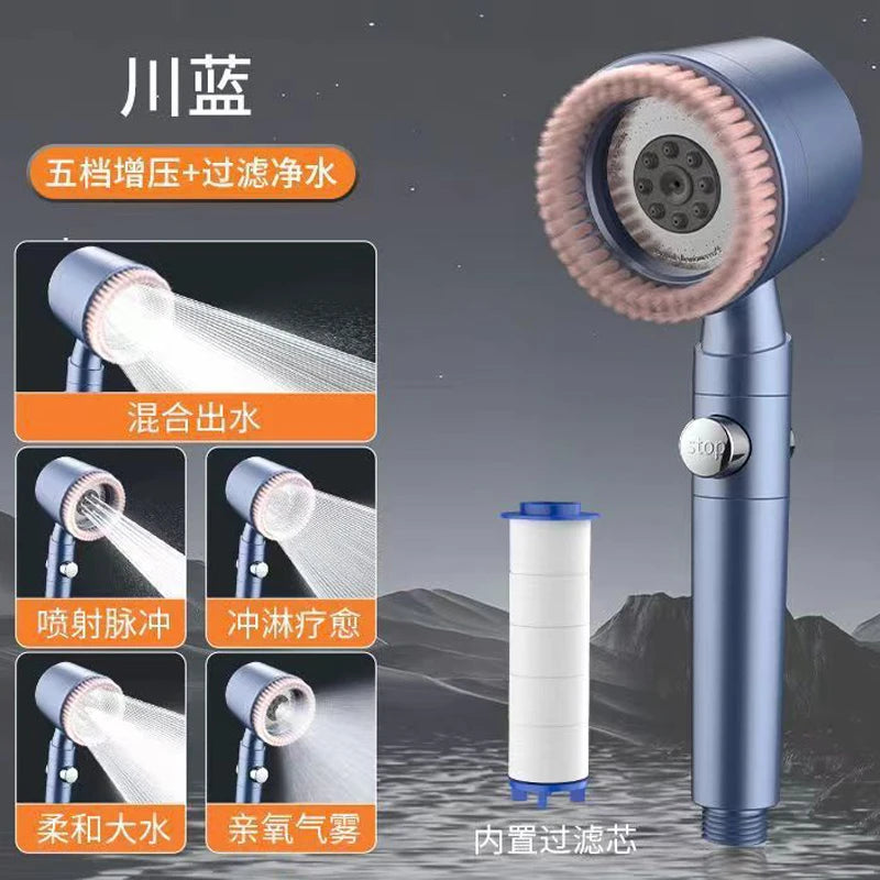 Alcachofa de Ducha de Alta Presión con Filtro y 5 Modos de Chorro – Cabezal de Mano de Ahorro de Agua